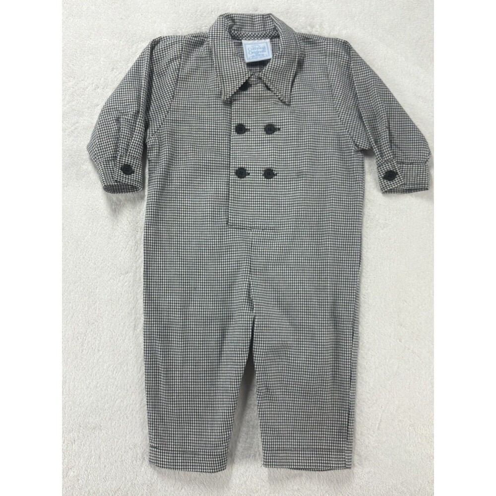 Vintage Cottontail Originals Romper Baby Boys 18M Houndstooth Preppy Church Suit